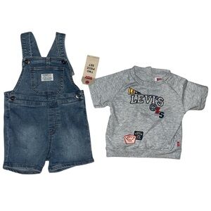 NWT Levi’s Baby 2-Piece Set | Denim Shortalls & Graphic Logo T-Shirt